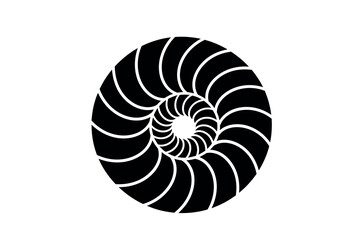 Obraz premium Black nautilus shell spiral shape