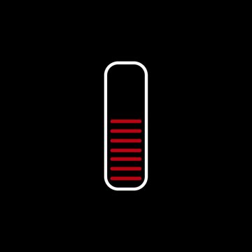 Rising temperature indicated by animation of red lines in a white outline