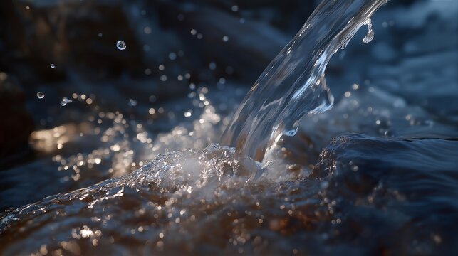 Close-up action captures a powerful jet created by concentrated water pressure, emphasizing cleaning strength, impact force, and maintenance technology. cinematic color correction, natural uneven