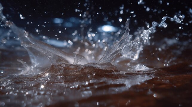 Close-up action captures a powerful jet created by concentrated water pressure, emphasizing cleaning strength, impact force, and maintenance technology. cinematic color correction, natural uneven