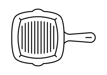 Icono de sart&eacute;n grill cuadrada con mango para cocinar a la parrilla