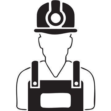 INDUSTRIAL WORKER ICON WITH SAFETY HELMET SILHOUETTE
