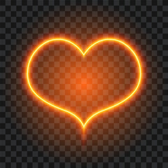 Neon orange heart, vector illustration.