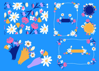 seamless patterRN WITH FLOWERS SET