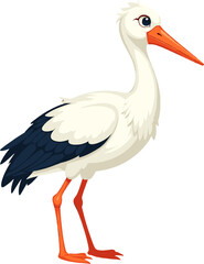 Obraz premium Spring stork illustration with soft pastel clouds, family and newborn symbol, Mother’s Day, baby shower, spring season decor and cute nature artwork