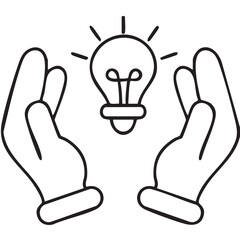 Obraz premium Hands Holding Idea Icon – Creative Innovation Vector