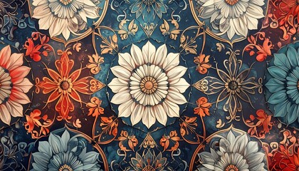 Floral Ornament - A Symphony of Colors and Textures in Decorative Art.