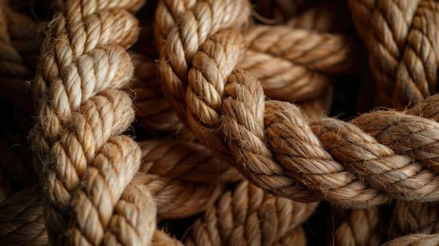 Video A high angle view of a rope coiled tightly on the ground