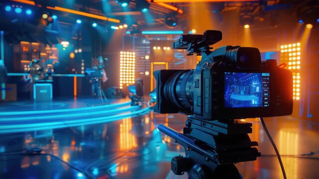 Video A video camera sitting on top of a tripod, ready to capture footage