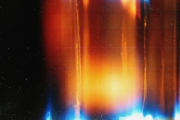 35mm Film Burn Texture Overlay. Vintage Analog Light Leak Effect. Grunge Dust, Noise, Scratches.