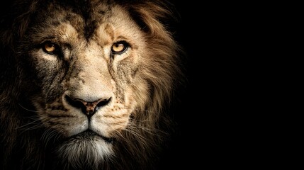 Fototapeta premium Extreme Close-up Portrait of Male Lion Eyes with Intense Detail