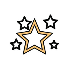 Obraz premium Golden Star Surrounded by Smaller Stars Vector Illustration
