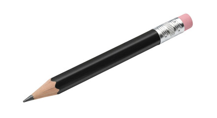 Graphite pencil with pink eraser close up still life isolated on transparent background