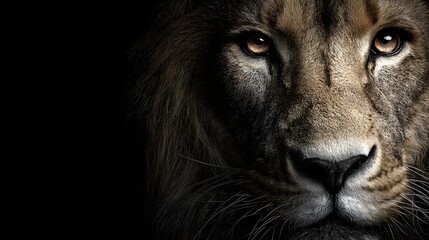 Fototapeta premium Extreme Close-up Portrait of Male Lion Eyes with Intense Detail