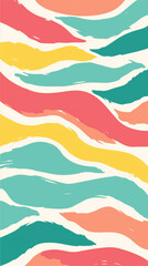 Colorful Torn Paper Stripes Evoke Energetic Summer Rhythm And Playful Movement, Bold Coral, Teal And Yellow Layers Overlapping Like Handcrafted Collage For Packaging,