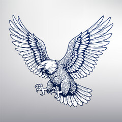 Raging Hawk with Intricate Tribal Ornament Pattern, Vector Illustration
