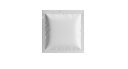 Realistic white blank sachet mockup template for various product packaging isolated on transparent background