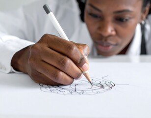 Focused Artist at Work - Sketching with Precision and Creativity.