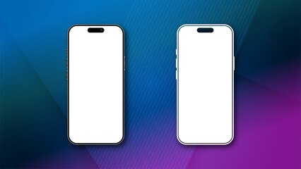 Modern Phone Mockup Isolated. High Detailed Realistic Smartphone and Line Art Style, Vector Illustration