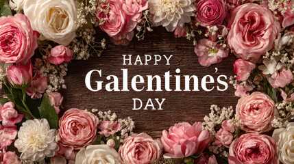 Happy Galentine&rsquo;s Day card with hearts and flowers designed for modern greeting visuals feminine creativity seasonal celebration and emotional connection between women