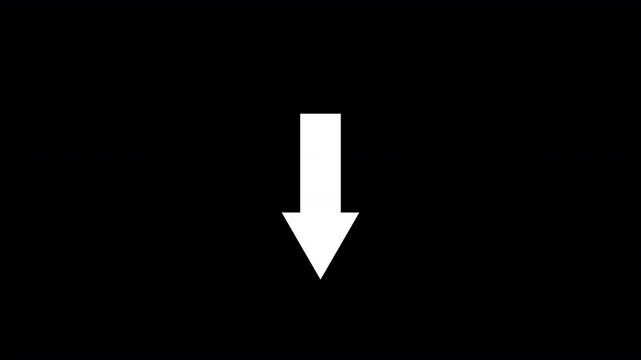 white arrow pointing down animation on an invisible transparent alpha channel background instructional guide diagram illustration directional arrows animated 4K video	
