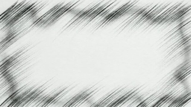 Abstract background with diagonal pencil sketch texture frame on white paper texture 4k video
