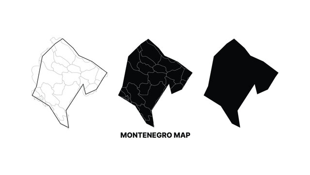 Minimalist black and white montenegro map