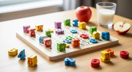 Kids colorful sudoku board learning game for cognitive development, logical thinking, fun education
