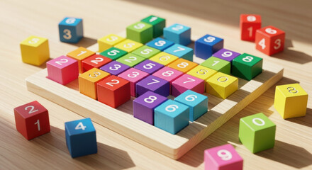 Kids colorful sudoku board game for smart playtime, learning fun, logic building, brain development
