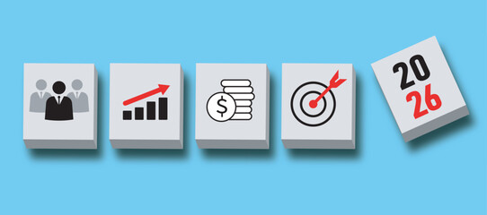 Business strategy and financial goals for the year 2026 with team collaboration