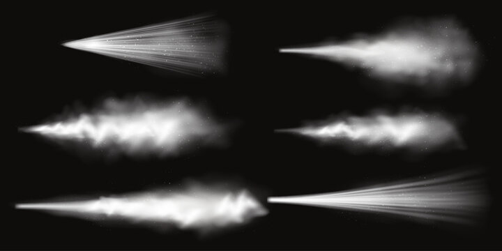 Transparent White Dust Smoke Spray Effect Collection for Dark Background Vector AI