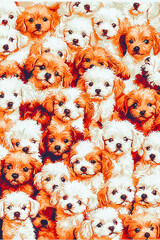 Hundreds of small puppies in a retro decoration texture, ideal for interior and packaging design.