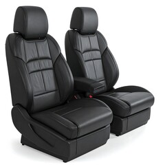 Obraz premium Pair of Black Leather Car Seats for Automotive Interior Upgrade.
