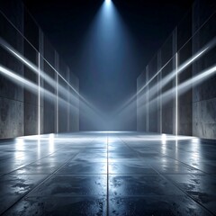 Illuminated Concrete Hallway - A Modern Architectural Perspective.