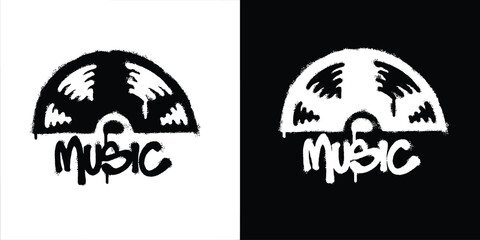 Graffiti vinyl record logo vector design