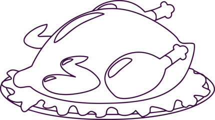 Outline of a Roasted Turkey on a Platter food holiday