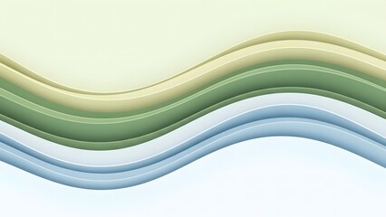 Abstract Layered Wave Background in Soft Green and Blue Tones