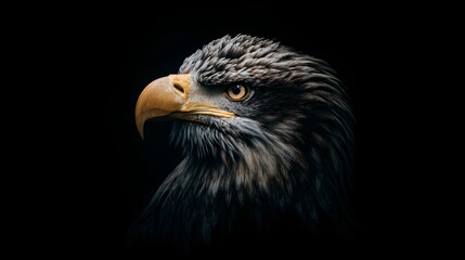 Obraz premium Cinematic Side Profile of a Eagle with Dramatic Lighting