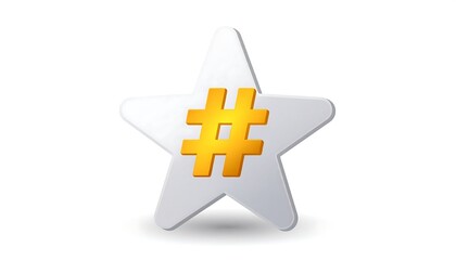 Golden Hashtag on a Star - A Symbol of Trending Topics and Social Media.