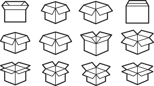 Various open cardboard boxes packaging shipping