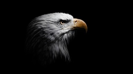 Obraz premium Cinematic Side Profile of a Eagle with Dramatic Lighting