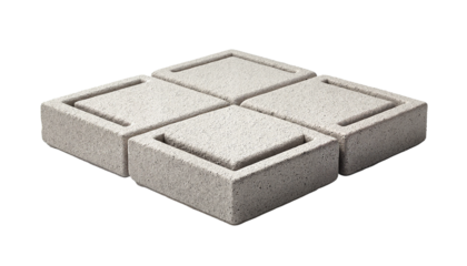 Paver stone blocks arranged in a square layout on a transparent background  