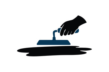 Hand Spreading Material with Trowel, construction process concept
