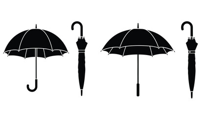 a simple illustration of two black umbrellas against a white background
