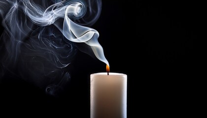 Eerie Smoke Delicately Rises From A Freshly Extinguished Candle Against A Stark Black Backdrop