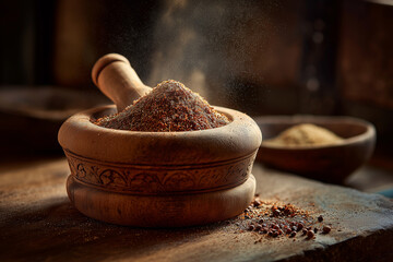 wooden mortar and pestle