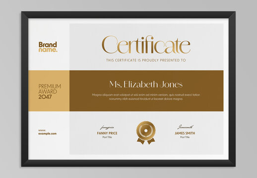 Certificate Layout with Golden Accents