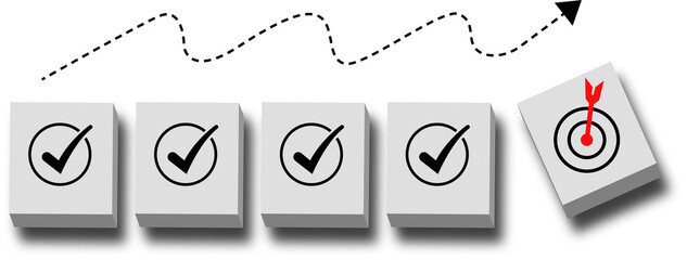 Progressing through a series of completed tasks to successfully achieve a target goal