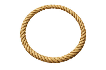 Circular rope frame with woven rope texture forming a strong border and empty space, transparent background