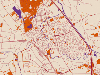 Fototapeta premium Simplified city layout of Boxtel, Netherlands